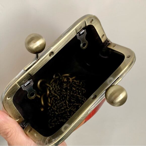 Handmade Vintage Style Genuine Leather Floral Print Purse/Wristlet/Crossbody - Picture 12 of 16